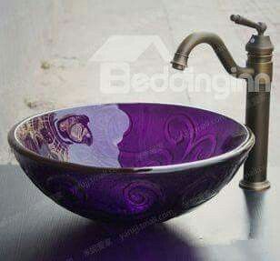 Want this! INCREDIBLY BEAUTIFUL, TOTALLY LOVING THIS GLORIOUS PURPLE BASIN BOWL!! - IMAGINE A BATHROOM DESIGNED AROUND THIS!! ♠️ Bathroom Sink Bowls, Tricia Guild, Purple Stuff, Yoga Studio Design, Sink Bowl, Purple Bathrooms, Glass Vessel Sinks, Astuces Diy, Purple Decor