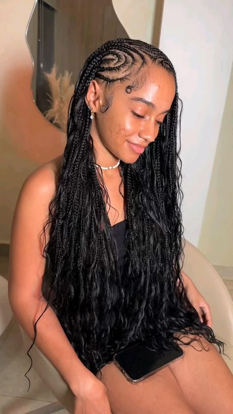 Fulani Boho Braids, Cornrows Braids For Black Women, Short Box Braids Hairstyles, Big Box Braids Hairstyles, Goddess Braids Hairstyles, Box Braids Hairstyles For Black Women, Braids Hairstyles Pictures, Braided Cornrow Hairstyles, Cute Box Braids Hairstyles