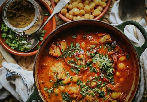 Moroccan Fish Stew Recipe | Greendale Farm Shop Catalan Fish Stew, Moroccan Fish Stew, Moroccan Fish Recipe, Retreat Recipes, Fish Tagine, Moroccan Fish, Fish Stew Recipes, Shrimp Stew, Moroccan Tagine