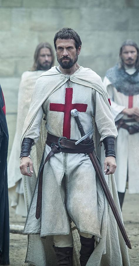 Crusade Armor, Crusader Aesthetic, Knightfall Series, Medieval Knight Costume, Temple Knights, British Period Dramas, Templar Knight, Knights Hospitaller, Knight Templar