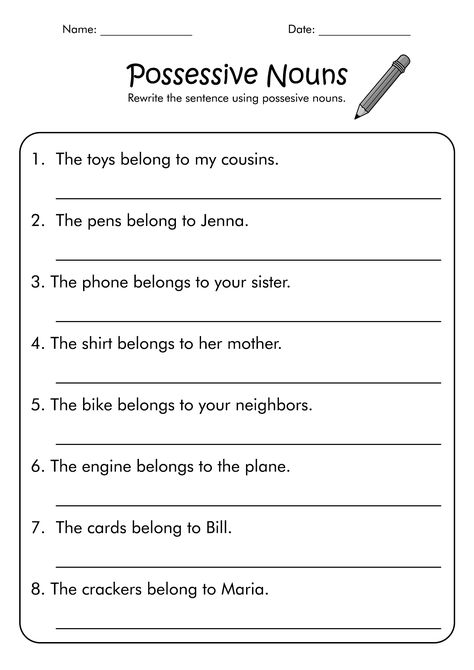 Noun Worksheet For 5th Grade, Plural Possessive Nouns Worksheets, Possessive Nouns Worksheet 2nd Grade, Possessive Noun, Possessive Nouns Worksheet, Possessive Apostrophe, Irregular Plural Nouns Worksheet, Singular Possessive Nouns, Plural Possessive Nouns