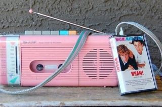 Only young girls growing up in the 80's would understand - from her sticker collection and pen pals, from hair crimpers to her prized bubble skirt. Pink Radio, Retro Gadgets, Putao, Pastel Designs, 80s Aesthetic, Cassette Player, The 80's, Retro Aesthetic, Sticker Collection