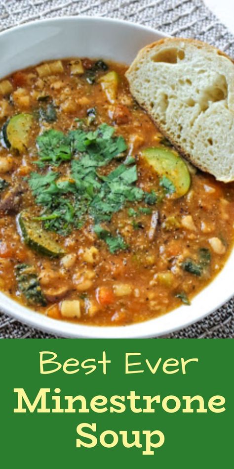 This best ever minestrone soup is brimming with vibrant veggies, savory mushrooms, hearty beans, and gluten-free pasta—a perfect fusion of flavor and nutrition. Prepare a delightful bowl of vegan minestrone soup for a light and satisfying meal! Vegan Minestrone, Vegan Minestrone Soup, Plant Based Recipes Dinner, Dairy Free Soup, Minestrone Soup Recipe, Vegan Cheese Recipes, Soup Dish, Vegan Lunches, Vegan Soup Recipes