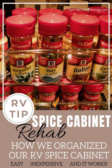 Camper Spice Rack Ideas, Rv Spice Rack Ideas, Spice Storage Small Space, Rv Spice Storage Ideas, Spice Storage Ideas, Rv Diy, Rv Cooking, Ideas For Organizing, Small Rv