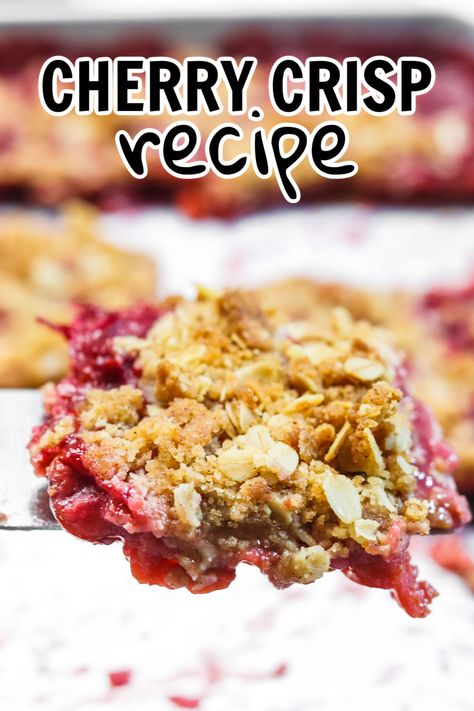 This old-fashioned Cherry Crisp Recipe is a simple, quick, and delicious dessert packed with cherry flavor and topped with a crunchy oat crumble. Cherry Crumble Recipe Easy, Canned Cherry Dessert Recipes, Sour Cherry Crumble, Canned Cherry Recipes, Cherry Crisp Recipe Easy, Cherry Crunch, Cherry Crisp Recipe, Sour Cherry Recipes, Cherry Crisp