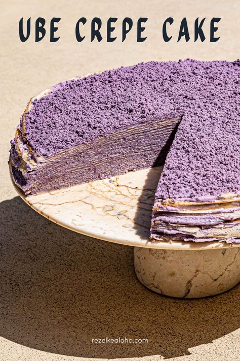 Ube Crepe Cake, Filipino Sweets, Crepe Cake Recipe, Ube Recipes, Ice Cream Scooper, Purple Yam, Crepe Cake, Filipino Desserts, Filipino Food