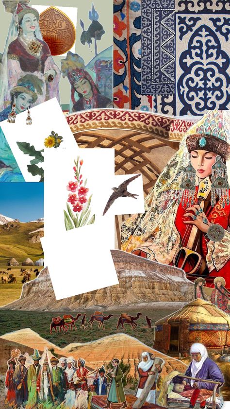 @asseltulbayeva #kazakhstan #aesthetic Kazakhstan Aesthetic, Kazakh Aesthetic, Folk Aesthetic, Nomad Aesthetic, Fashion Design Portfolio, Cat Aesthetic, Art Tutorials Drawing, Eastern Europe, Cartoon Wallpaper