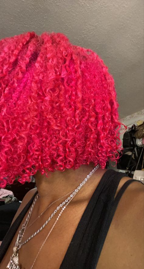 Pink dye on natural hair Pink Hair On Natural Hair, Pink Hair Dye Black Women, Pink Hair Wax Natural Hair, Pink In Red Hair, Fushia Hair Color On Black Women, Hot Pink Natural Hair, Hair Dye Colour Ideas, Pink And Blue Natural Hair, Pink Dyed Hair Black Women