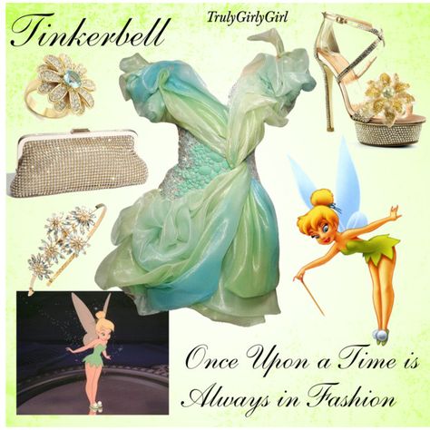 Disney Style: Tinkerbell, created by trulygirlygirl Tinkerbell Outfit, Disney Prom, Green Evening Gowns, Gowns Short, Disney Dress Up, Disney Themed Outfits, Short Green Dress, Georges Chakra, Disney Inspired Fashion