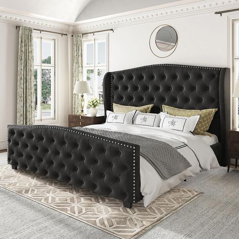 Bedroom Glam, Tufted Bed Frame, King Platform Bed Frame, Queen Platform Bed Frame, Velvet Bed Frame, Cama Queen Size, Cama King Size, Velvet Upholstered Bed, Lit King Size