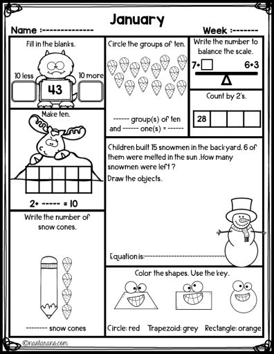 Download this FREE worksheet!Daily math review 1st grade is perfect for Spiral Math Homework, Spiral Review Math Morning Work, Warm-Ups, or even Math Center Activities. These no preparation worksheets are aligned with common core standards first grade! Fun for students and print and go for teachers. 2nd Grade Morning Work, January Math, Math Morning Work, Math Spiral Review, Spiral Math, Spiral Review, Money Math, Math Homework, Math Manipulatives