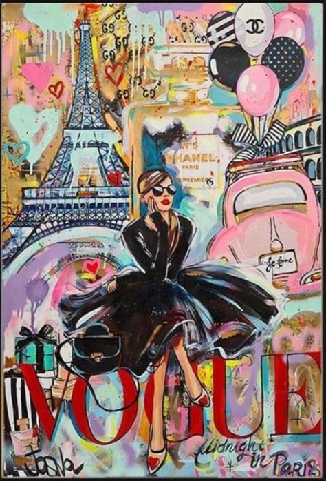 Graffiti Canvas Art, Girl In Paris, Fashion Vogue, Pop Art Girl, Pop Art Canvas, Art Pop, Canvas Designs, Artist Style, Canvas Art Painting