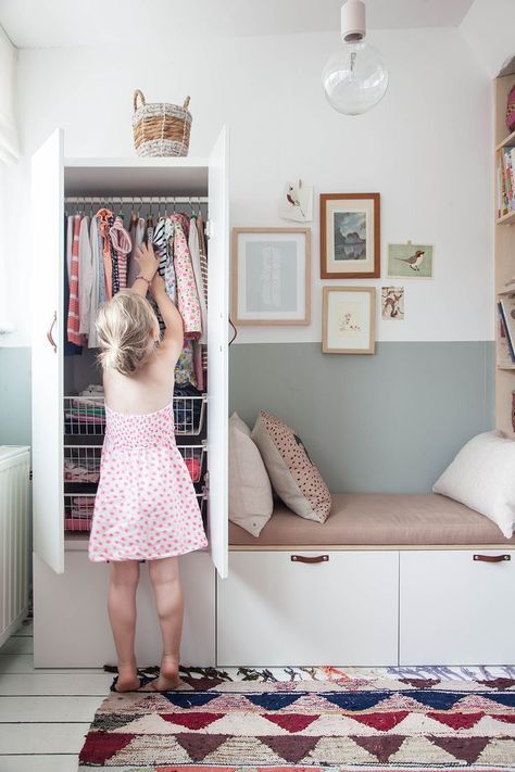 Ikea Wardrobe Hack, Ikea Kids Room, Baby Clothes Storage, Ikea Wardrobe, Ikea Kids, Ikea Bedroom, Kid Closet, Bedroom Wardrobe