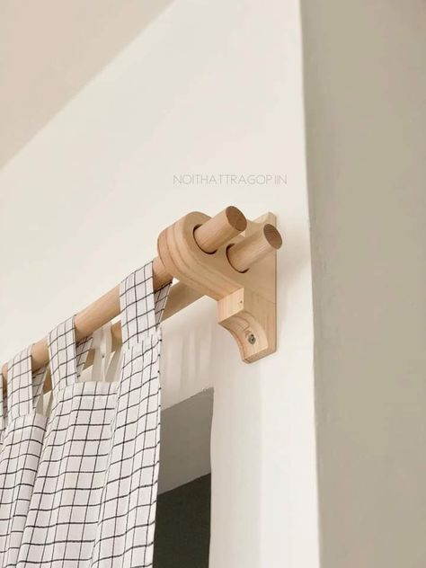 Wooden Curtain Rods, Wood Curtain Rods, Diy Room Furniture, Diy Baby Furniture, Furniture Design Wooden, Ideas For Small Spaces, Cat Furniture Diy, Patio Furniture Ideas, Cupboard Design