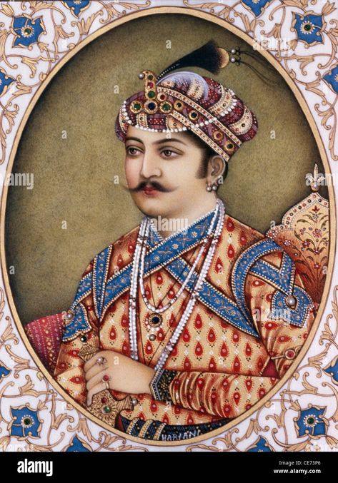 Sitting On Throne, Aesthetic Gallery, Mughal Emperor, Wearing Pearls, Mughal Paintings, Mughal Empire, Indian Paintings, Old Vintage, Miniature Painting