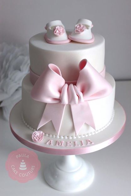 Baby Shower Cake Torturi Baby Shower, Christening Cake Girls, Pastel Baby Shower, Idee Babyshower, Baby Shower Cakes Girl, Ideas Baby Shower, Christening Cake, Baby Cakes, Girl Cake