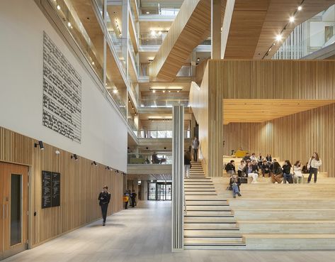 Gallery of Faculty of Arts Building University of Warwick / Feilden Clegg Bradley Studios - 4 Moveable Wall, Building Lobby, University Of Warwick, The Faculty, Lectures Hall, Lobby Interior, Architectural Services, Wooden Stairs, Learning Spaces