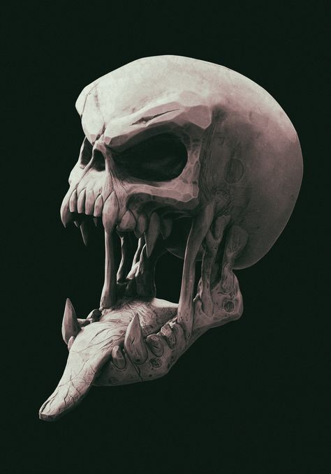 Monster Skull, 3d Art Sculpture, Skull Anatomy, Skull Reference, Digital Sculpture, Aztec Warrior, Creepy Tattoos, Human Figure Drawing, Skeleton Art