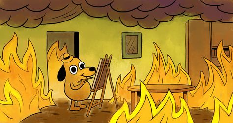 35 Times The 'This Is Fine' Dog Described College This Is Fine Dog, This Is Fine Meme, Funny Cartoon Pictures, Oil Pastel Art, Game Concept Art, Funny Doodles, Funny Wallpaper, Dog Wallpaper, Cartoon Profile Pics