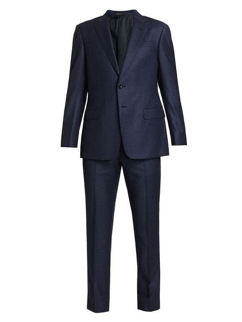 Giorgio Armani Micro Houndstooth Virgin Wool Suit in Blue - $ 2.895,00 Blood Outfit, Mens Navy Suit, Armani Suit, Corporate Attire, Navy Suit, Wool Suit, Armani Men, Mens Navy, Blue Suit