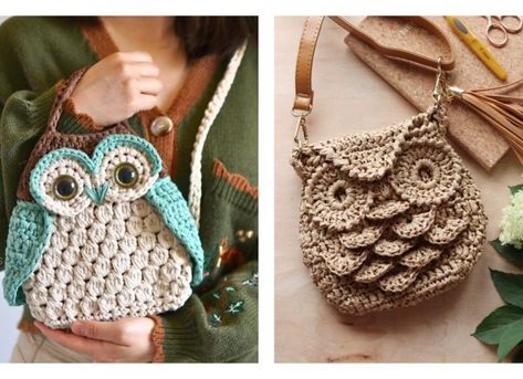 Owl Bag Crochet Patterns Crochet Owl Purse, Owl Purse, Owl Bag, Dog Treat Bag, Basket Pattern, Crochet Owl, Crochet Basket Pattern, Diy Magazine, Puff Stitch