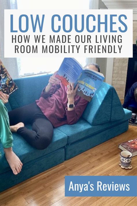 Play Couch In Living Room, Play Couch Living Room, Movement Friendly Living Room, Fold Up Couch, Diy Floor Couch Ideas, Nugget In Living Room, Low Couch Ideas, Nugget Couch Living Room, Couch In Closet