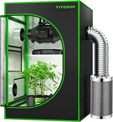 VIVOSUN S223 Grow Tent, High Reflective Mylar with Window, Floor Tray for Hydroponics VS1000 Portable Greenhouse, Greenhouse Effect, Grow Room, Growing Plants Indoors, Grow Tent, Grow Kit, Hanging Bar, Green Metal, Floor Framing