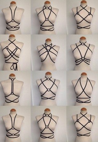 Elastic Body Harness, Diy Body Harness Elastic, Harness Drawing Reference, Macrame Body Harness, How To Tie A Rope Harness, Ropes Body Art, Diy Body Harness Tutorial, Diy Leg Harness, Harness Drawing