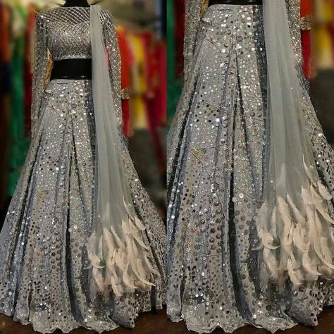 😍❤️💝Amazing Grey crape silk #lehenga with full sleeves choli with Feather Dupatta at just Rs 2,299/- . 👉 DM or Whatsapp on +917575882020 to place your order. . 👉💯Assured Quality! ✔ 👉💯Authentic Original product! ✔ 👉🌍Worldwide Shipping available ✔ 👉👗Custom Size Stitching available ✔ 👉💵Cash on Delivery 🚚available in India 🇮🇳✔ . . #ethnicwear #indiandress #indianethnicwear #ethnicplusdotin #bridallehenga #lehengacholi #weddingdress #weddinglehenga #florallehenga #valentino #IndianLeh भारतीय दुल्हन संबंधी, डिजाइनर कपड़े, Lehenga Choli Designs, Indian Bridesmaids, Lehenga Red, Wedding Dress Outfit, Designer Bridal Lehenga, Lehenga Style, Choli Designs