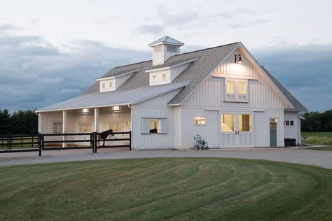 Morton Buildings horse barn in Oconomowoc, WI. Morton Building Homes, Metal Buildings With Living Quarters, Barn With Living Quarters, Equestrian Building, Horse Barn Ideas Stables, Riding Arena, Metal Barn Homes, Morton Building, Horse Barn Designs