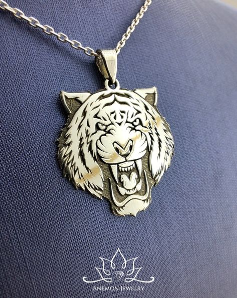 Tiger Jewelry, Tiger Necklace, Tiger Pendant, Lion Pendant, Unique Pendant Necklace, Gold Rings Fashion, Tiger Head, Baby Jewelry, Add Art