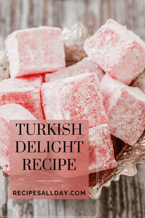 Turkish Delights Recipe, Jelly Sweets Recipe, Turkish Delight Recipe Video, Easy Turkish Delight Recipe, How To Make Turkish Delight, Turkish Sweets Recipes, Cornflour Recipes, Turkish Delight Recipes, Turkish Delight Narnia