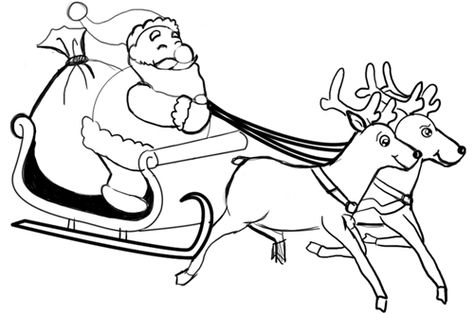 How to Draw Santa Clause and Reindeers and Flying Sleigh for Christmas Rudolph Coloring Pages, Reindeer Coloring Pages, Santa Claus Drawing, Santa Coloring, How To Draw Santa, Rudolph Red Nosed Reindeer, Winter Coloring Pages, Santa Coloring Pages, Free Christmas Coloring Pages