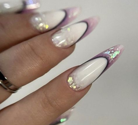 Almond art nails Milky French Nails, Long Red Nails, Foot Nail, Magic Nails, Edge Nails, Fantasy Nails, Gel Nails Diy, Studded Nails, Work Nails