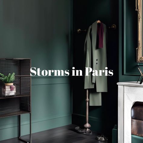 tonester | Storms in Paris (re-release). The Final Color for The Residence of Oliver Bianco. Oct 13th | Instagram Tonester Paints, Storms In Paris, Jewel Tone Paint, Jewel Tone Paint Colors, Paris Bedrooms, Moody Bathrooms, Mobile Home Remodel Ideas, House Decor Interior Design, Wallpaper Trim