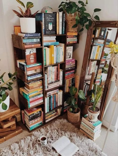 Tree Bookcase, Large Bookcase, Reading Space, Industrial Bookcases, Lots Of Books, Room Book, Casa Vintage, Deco Boheme, Rustic Brown