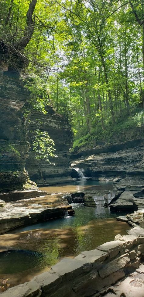 Upstate New York In Pictures | Buttermilk Falls State Park in Ithaca is a beautiful park with a large waterfall at the entrance that is visible right from your car | Facebook Buttermilk Falls State Park, Seneca Falls Ny, Fall Creek Falls State Park, Large Waterfall, Green Lakes State Park New York, Upstate New York Waterfalls, Buttermilk Falls, Mountain Waterfall, Cross Country Trip