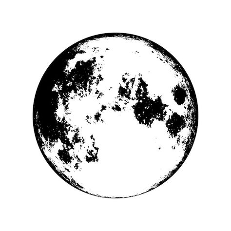 Manga Moon Black And White, The Moon Black And White, Ink Moon Drawing, Moon Drawing Black And White, Black And White Moon Drawing, Full Moon Black And White, Full Moon Sketch Pencil, Full Moon Line Art, Moon Silloutes