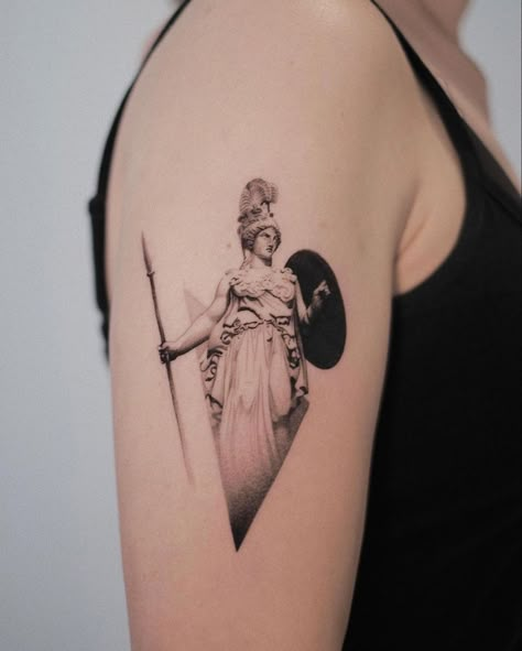 Athena Goddess Tattoo, Greek Goddess Tattoo, Athena Tattoo, Ancient Greek Goddess, Choose Her, Statue Tattoo, Tattoo Skin, Goddess Tattoo, Warrior Tattoo