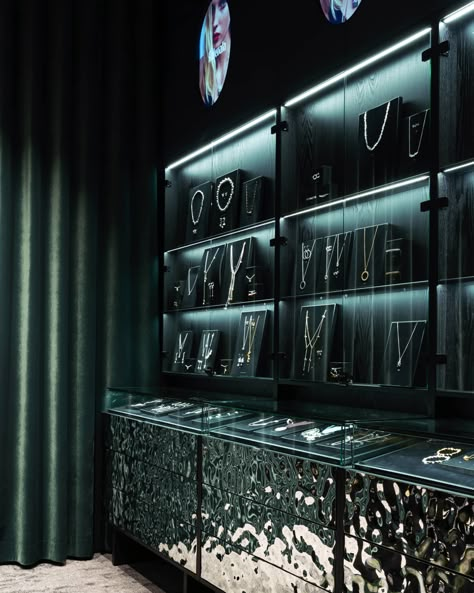 Jewellery Store Design, Water Ripple Stainless Steel, Jewelry Showroom, Jewelry Store Interior, Luxury Jewelry Store, Stainless Steel Cabinet, Jewellery Shops, Jewellery Shop Design, Jewelry Store Design