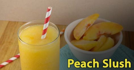 Peach Slushies, Peach Slush, Slushie Machine, Slush Recipes, Slush Machine, Slushie Recipe, Sources Of Vitamin A, Peach Juice, Sweet Smell