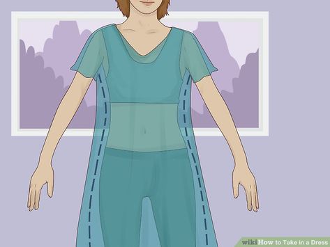 How to Take in a Dress: 10 Steps (with Pictures) - wikiHow Taking In Dress Sides, How To Alter A Dress That Is Too Big, How To Take In A Dress, Taking In A Dress, Take In A Dress, Alter Clothes, Boxy Dress, Baggy Dresses, Clothes Hacks