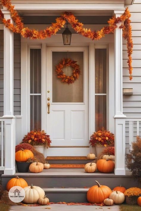 Explore our top picks for fall door garlands that add warmth and charm to your entrance.#FallDecor #DoorGarlands #AutumnStyle #HomeInspo #SeasonalDecor Fall Door Garland, Fall Porches, Fall Door, Fall Porch, Porch Patio, Cozy Fall, Autumn Home, Fall Home Decor, Fall Decor