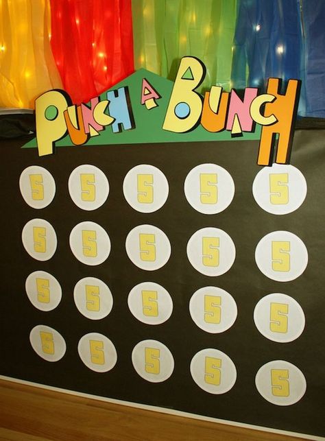 Price is Right themed birthday party games: Price Is Right Punch Game, The Price Is Right Party Decorations, Punch A Bunch Game Diy, The Price Is Right Decorations, The Price Is Right Party, Price Is Right Party Decorations, Diy Price Is Right Games, Board Game Party Ideas, Price Is Right Birthday Party