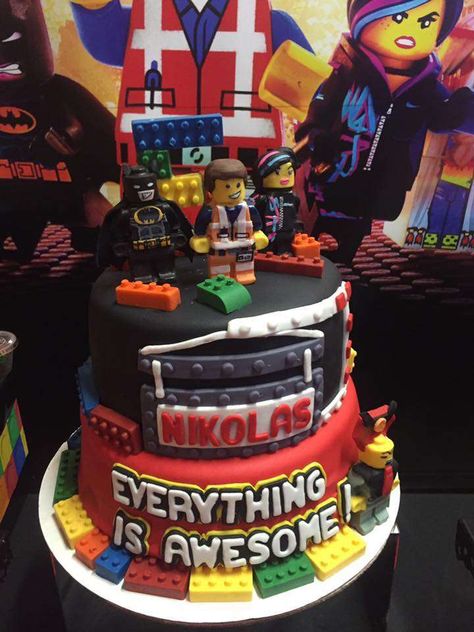 Lego Movie Birthday Cake, Lego Movie Party Ideas, Movie Birthday Cake, Lego Movie Cake, Movie Birthday Party Ideas, Lego Movie Birthday, Ideas For Birthday Cake, Lego Movie Party, Birthday Cake Tutorial