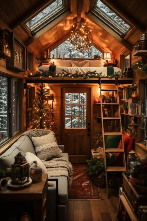 Cozy Cabin Exterior, Cabin Aesthetic Interiors, Cabin House Aesthetic, Diy Winter Decorations, Winter Decor Diy, Diy Winter Decor, Winter Decorating Ideas, Winter Decor Ideas, Log Cabin Christmas