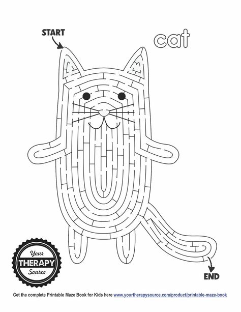 Free Printable Mazes for Kids - Your Therapy Source Maze Puzzles For Kids Free Printables, Cat Activity For Kids, Kids Mazes Free Printable, Printable Mazes For Kids Free, Mindfulness Kids Activities, Activity Sheets For Kids Free Printables, Mazes For Kids Free Printable, Puzzle Activities For Kids, Maze Worksheets For Kids