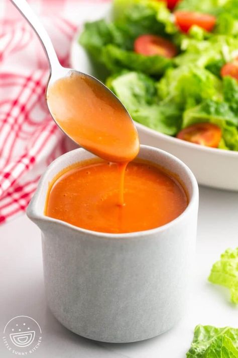 Easy Homemade Catalina Dressing Recipe - Little Sunny Kitchen Homemade Catalina Dressing, Catalina Dressing Recipes, Dorito Taco Salad Recipe, Catalina Dressing, Olive Garden Salad Dressing, Little Sunny Kitchen, Maple Cookies, Gluten Free Brands, Sunny Kitchen