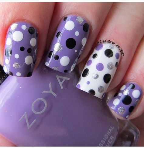 Poka dot nails Manicures Ideas, Polka Dot Nail Art, Body Makeover, Pastel Nail, Easter Nail Designs, Nails Purple, Dot Nail Art, Purple Nail, Polka Dot Nails