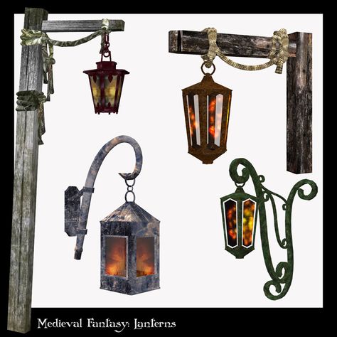 Medieval Fantasy: Lanterns Vol.2 Tavern Core, Fantasy Lantern, Medieval Lamp, Larp Camp, Medieval Lighting, Medieval Lantern, Medieval Table, Fantasy Inn, Light Posts